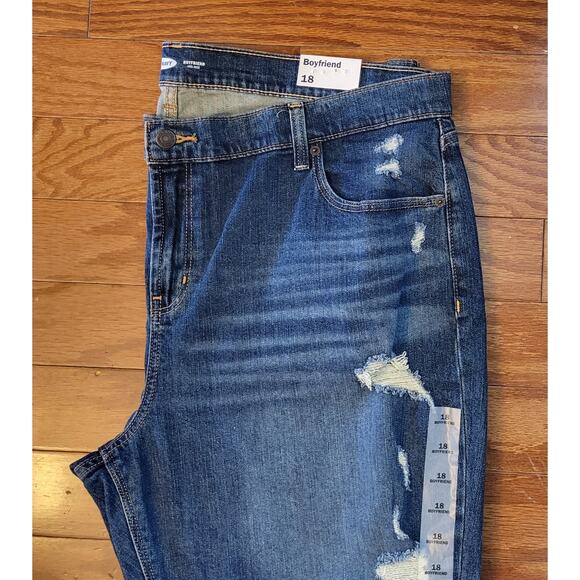 NWT Old Navy Women Jeans Size 18 Cropped Boyfriend Cuffed Distressed Ripped - Picture 14 of 15